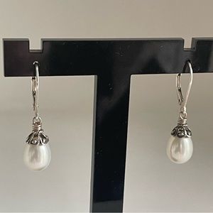 Sterling silver earrings with pearl dangles